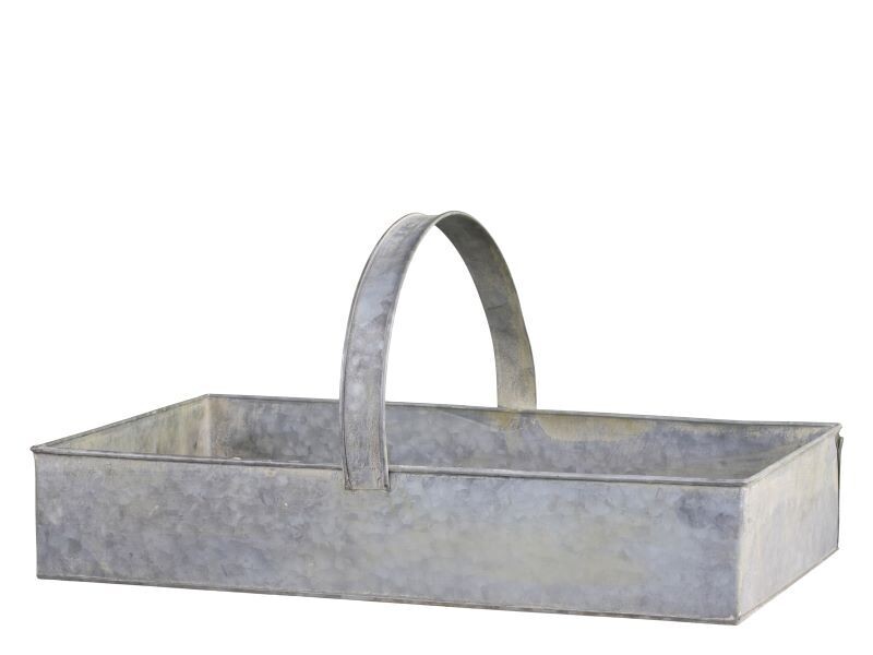 Zinc tray with central handle