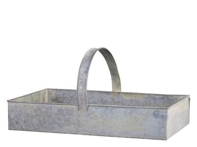 Zinc tray with central handle