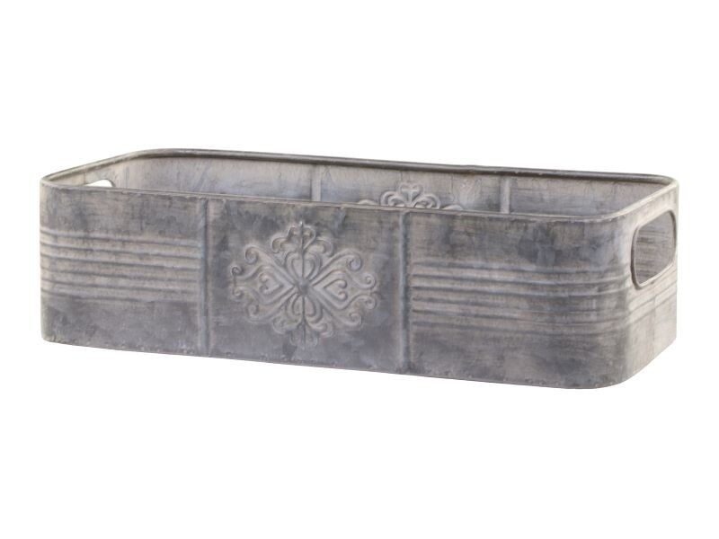 Zinc Finish Trough Tray Style Planter
Has a stately motiff on longest side centrally.
