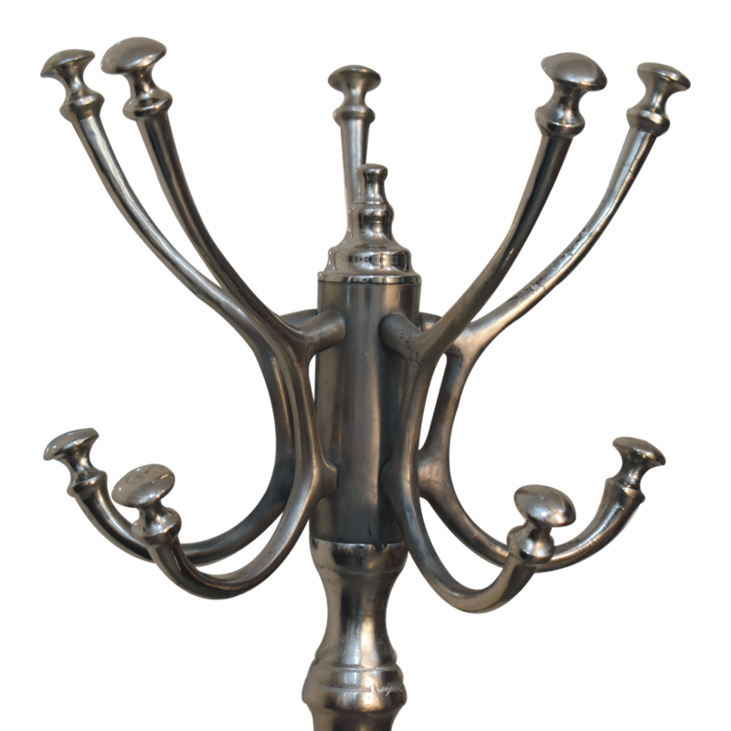An impressive silver finish coat stand, crafted by hand and delivered ready built to you.