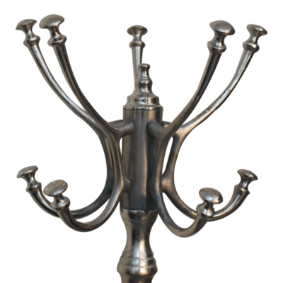 An impressive silver finish coat stand, crafted by hand and delivered ready built to you.