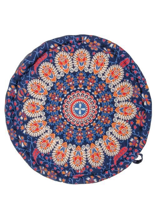Fair Trade Peacock Yoga / Meditation Pouffe - navy