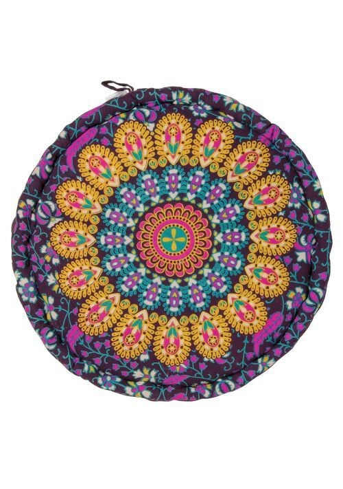 Fair Trade Peacock Yoga / Meditation Pouffe -Yellow