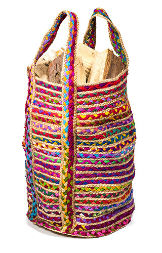 Fair Trade Multi Colour Cotton Jute Chindi Bag Basket
Horizontal Stripe design