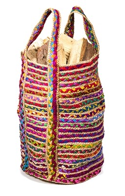 Fair Trade Multi Colour Cotton Jute Chindi Bag Basket
Horizontal Stripe design