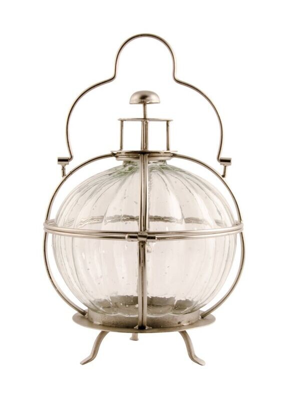 Fair Trade Large Glass Ball Lantern Large Circular Glass Globe Ball
Finished with metal holder and handle