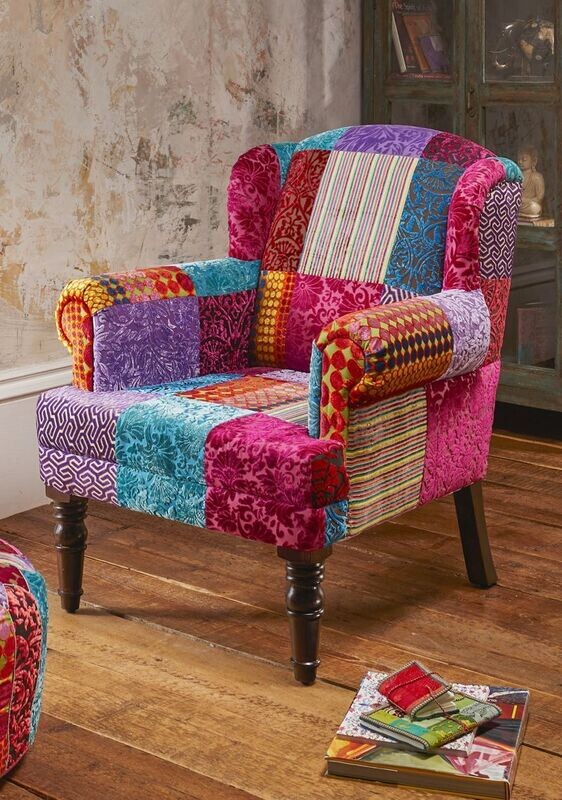 Multi Patchwork Velvet Armchair