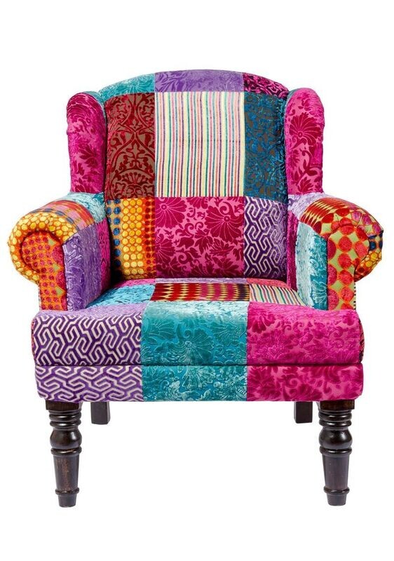Multi Patchwork Velvet Armchair