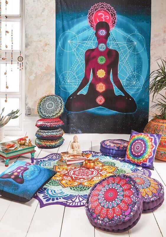 Printed Beach Roundie / Yoga Mat
Lifestyle picture
Charka Wall Art - Yoga Cushions and mat