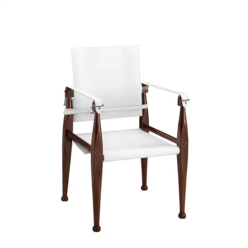 Campaign Bridle Leather Chair - White