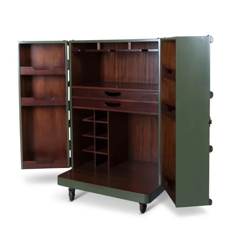 This version of the Polo Club Bar is in a handsome field green colourway, and when opened is a complete bar for you and your guests.