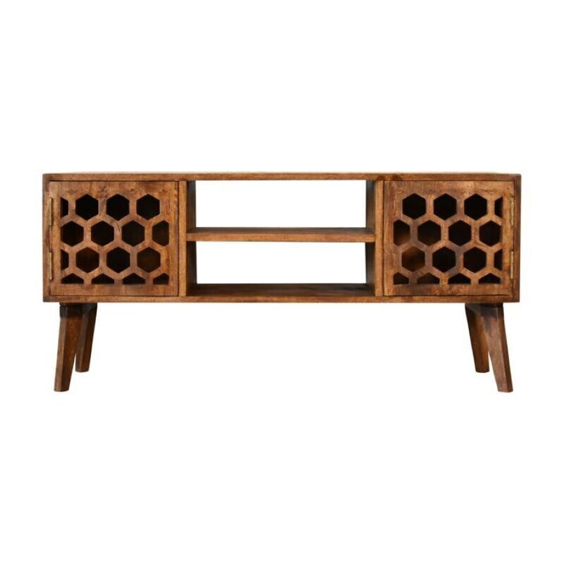 To go with our Hive cabinet, or by itself, this Media Unit has all the space you need for a television, streaming stuff, games console and two cupboards for everything else.  