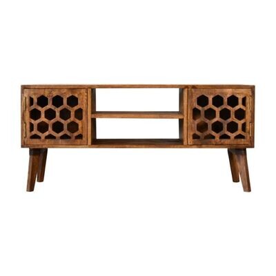 To go with our Hive cabinet, or by itself, this Media Unit has all the space you need for a television, streaming stuff, games console and two cupboards for everything else.  