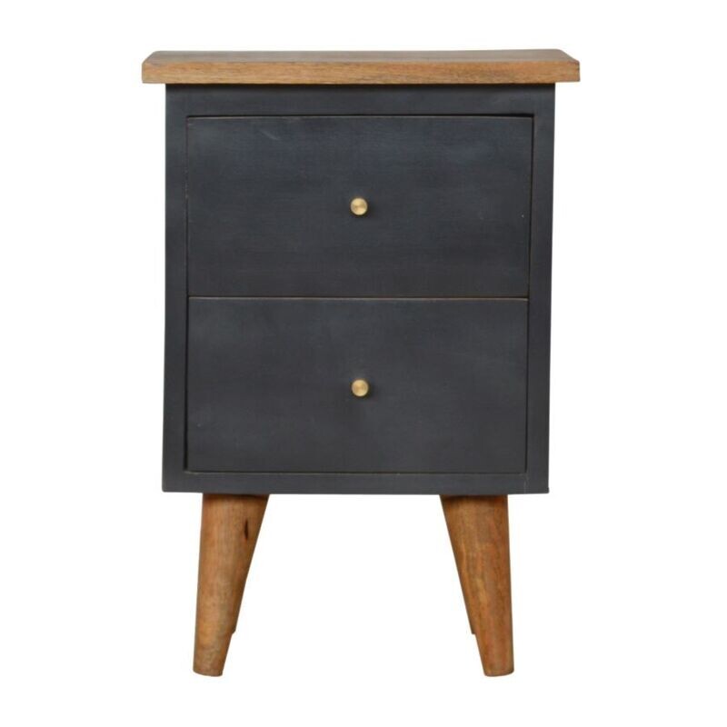 Fits well with any decor, this Charcoal painted Tonic Bedside Cabinet has two useful drawers