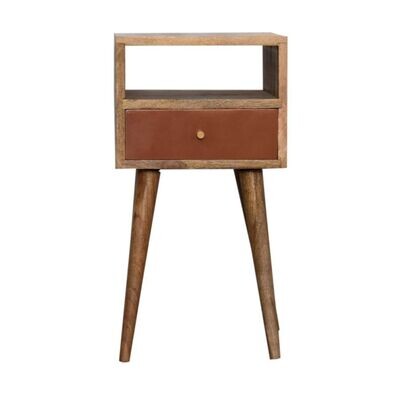 Our Tonic Bedside Cabinet with an open shelf and drawer front in Clay Red.