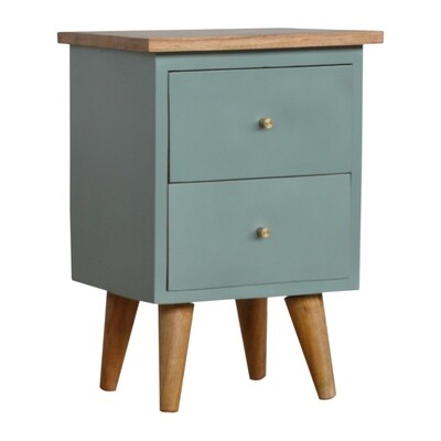 Hand Painted Solid Wood Sage Bedside Cabinet