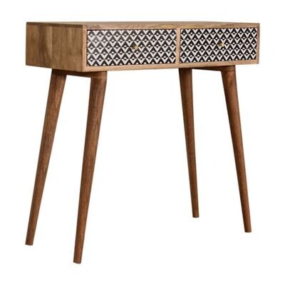 Banks console table featuring a narrow rectangular top and refined, minimalist frame for hallway or living space