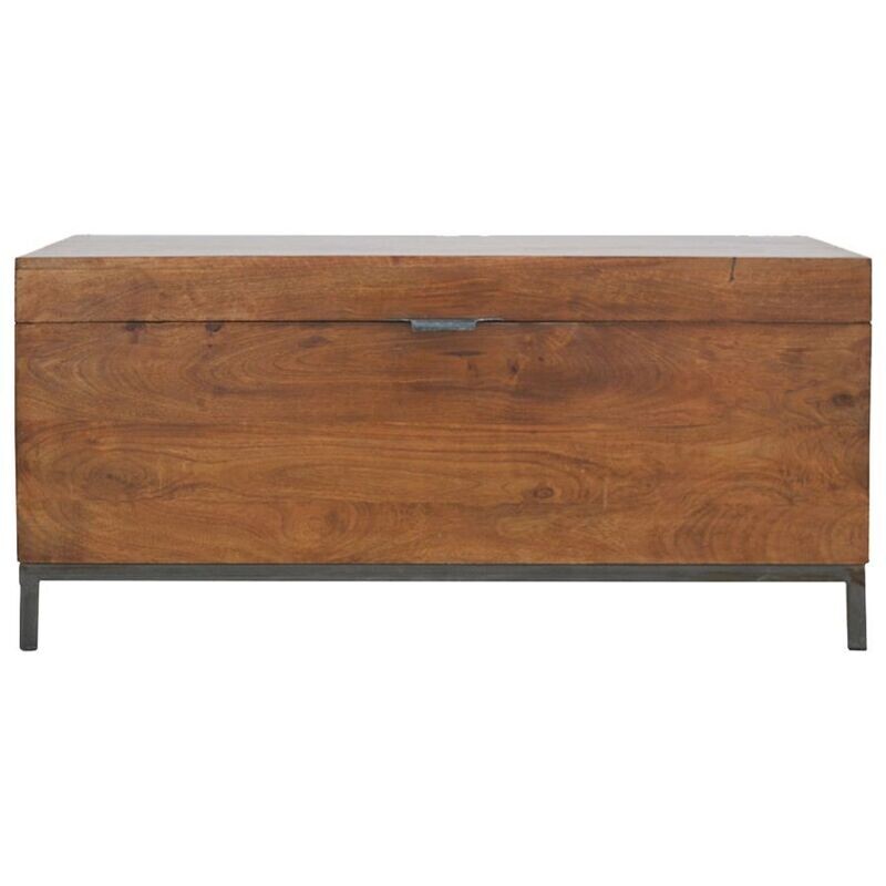 The Falmouth is a smart, useful Storage box made from solid wood and an iron frame. It has a chestnut finish and the box has metal hinges 