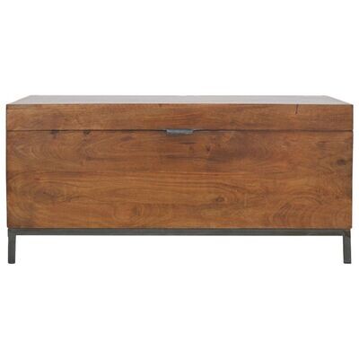 The Falmouth is a smart, useful Storage box made from solid wood and an iron frame. It has a chestnut finish and the box has metal hinges 