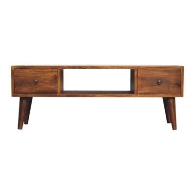 The Oulo coffee table is so useful for you and your friends to sit around, with an open compartment and drawers too.
