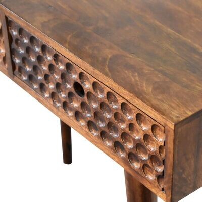 Hereford Chestnut Finished Pola Dot Engraved Front Bedside Cabinet