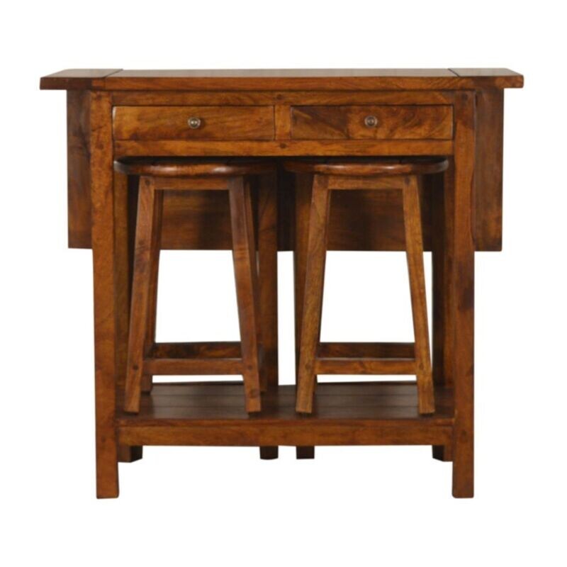 A stupendous multi use table with two nesting stools 