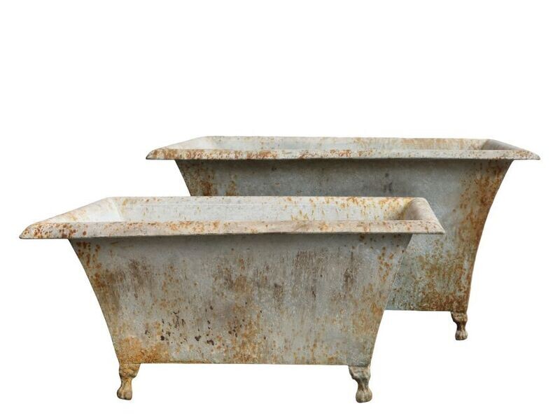 Josephine Rectangular Planters - Set of Two A set of two iron planters in Antique Natural finish