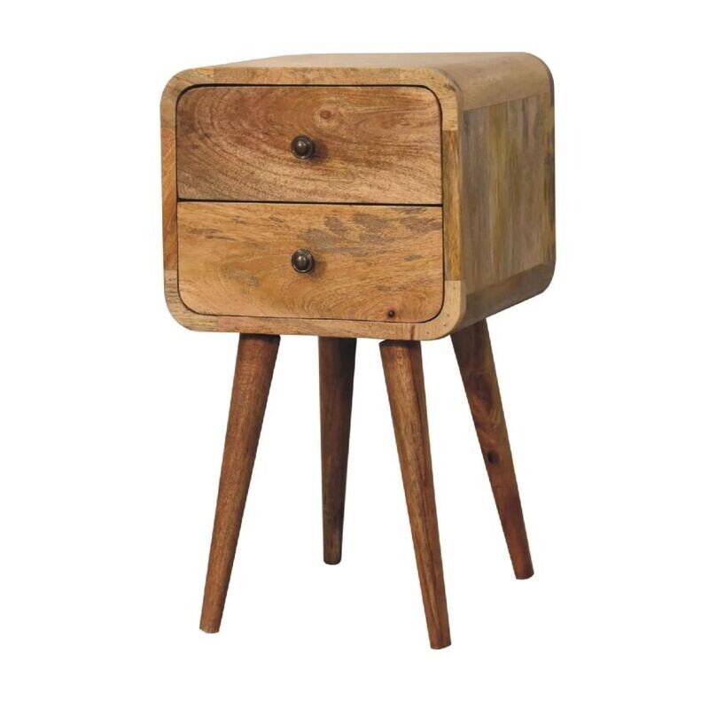 Oak Effect Curved Mini Bedside