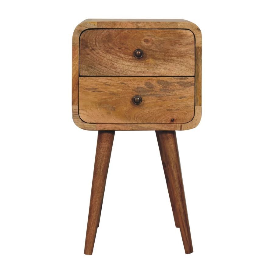 Oak Effect Curved Mini Bedside