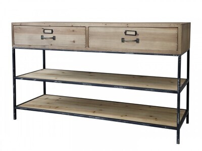 A perfect service table made of fir wood on an iron framework, and just right for wherever dinner is served!