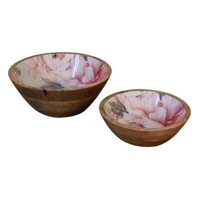 Pink Floral Bowl Set of Two
