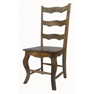 A comfortable ladder back dining chair built to the highest standards of solid Mango wood finished in an oak effect. Hand made.