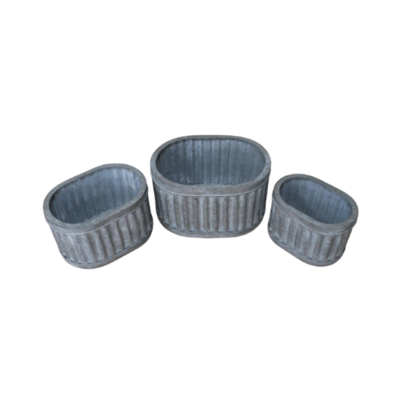 This set comprises of three beautifully shaped planters that look at home against a wall (because of their oval type shape) or, quite simply, anywhere!