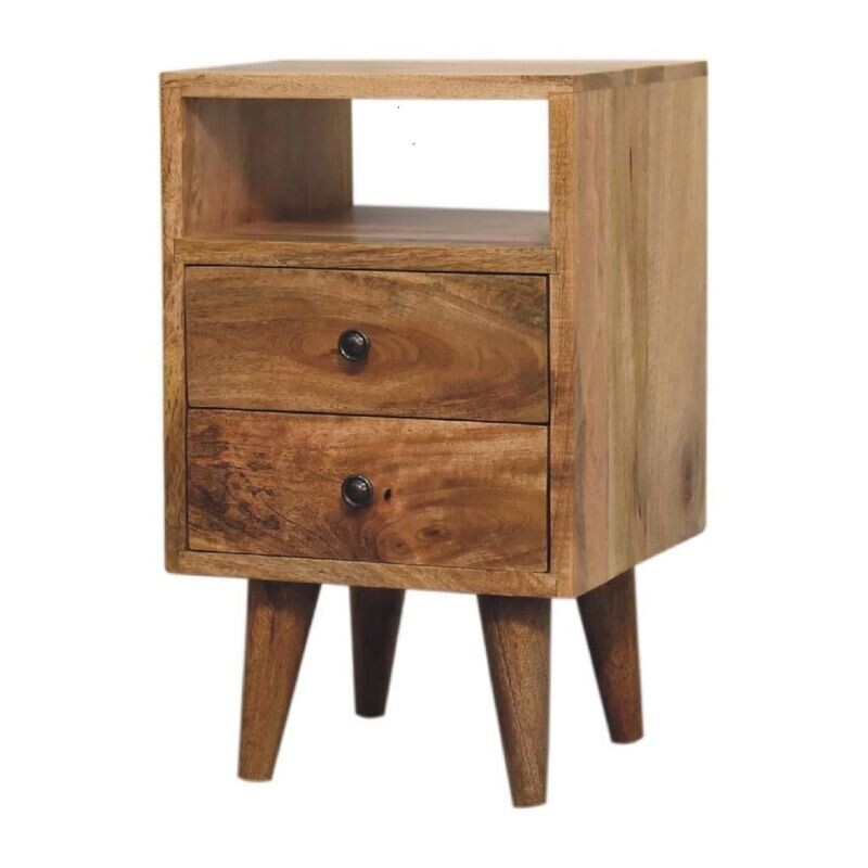With two drawers and an open compartment, it is all you need from a bedside cabinet.