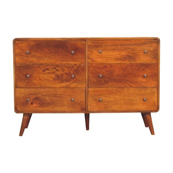 If you need a lot of drawer space, then this Double Drawer Chest could the answer. Made of solid mango wood, but finished in a chestnut shade, this chest has six good sized drawers.
