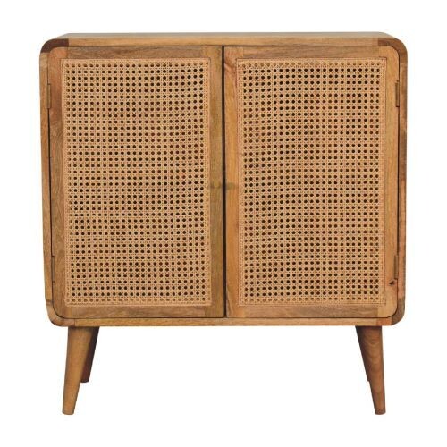 A lovely decorative rattan work doors storage unit