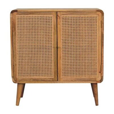 A lovely decorative rattan work doors storage unit