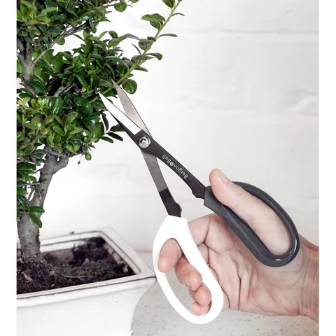 Japanese Pruning Scissors.
Handle - one black - one white.
Image show someone using them to prune a plant