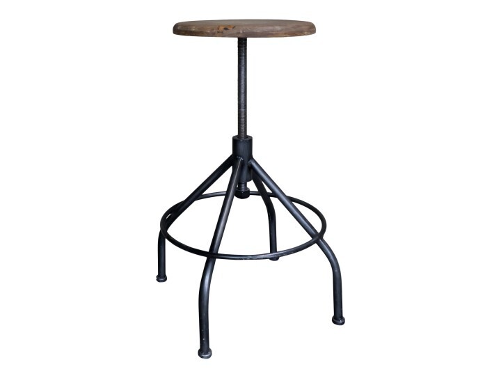 The Factory Stool is in the popular Industrial styling, and is a swivel stool on a firm iron base.