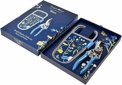 RHS British meadow Pruner and Holster Set
Blue Background and Floral Design
In presentation box