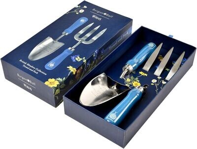 RHS British meadow Trowel and Fork Set
Blue Background and Floral Design
In Presentation Box