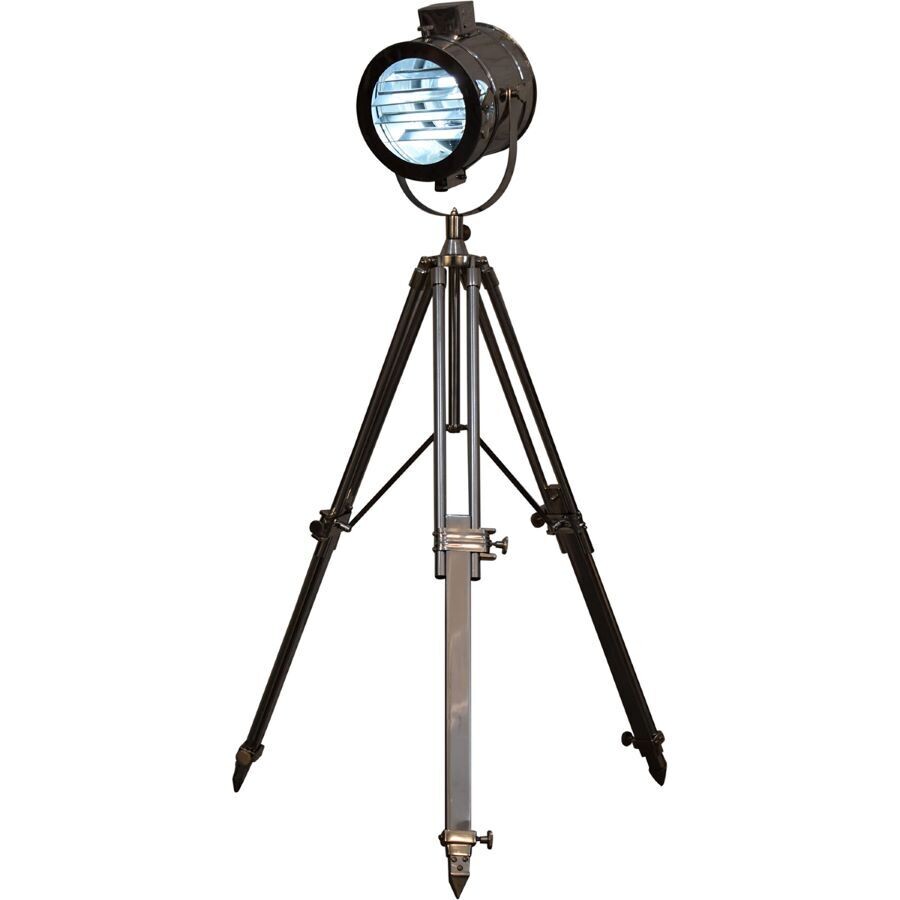Chrome finish spotlight tripod floor lamp