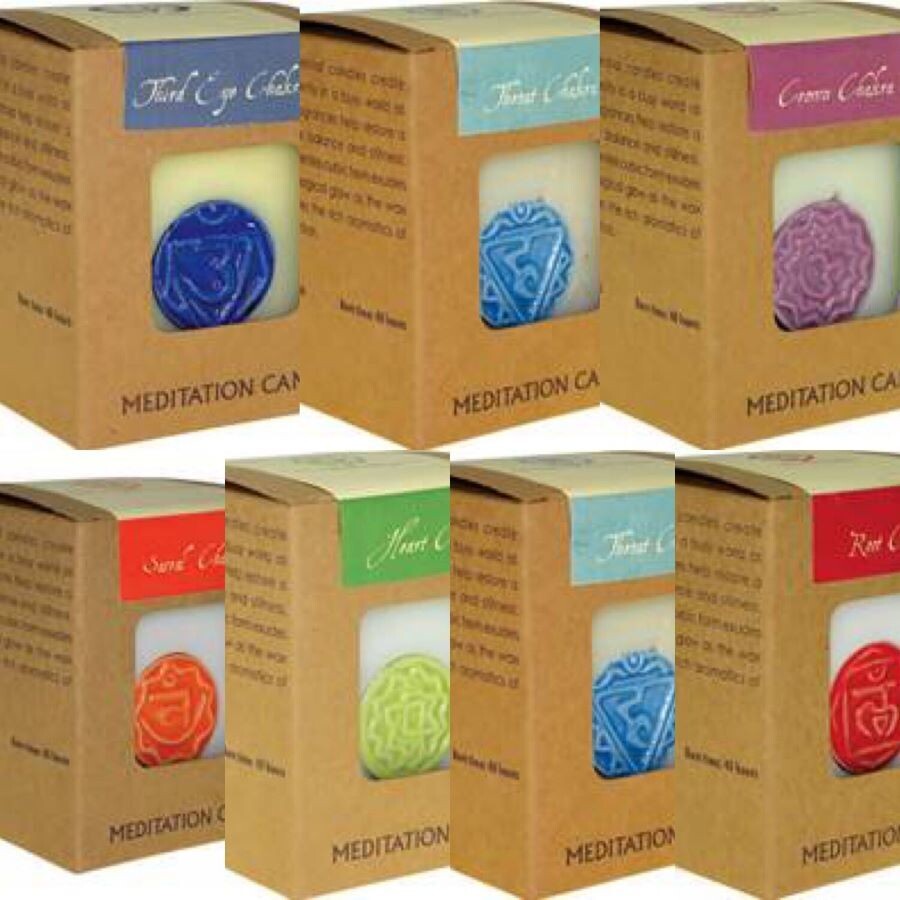 Fair Trade Chakra Candles - set of seven
White with Colour image.
Packaged in brown presentation box