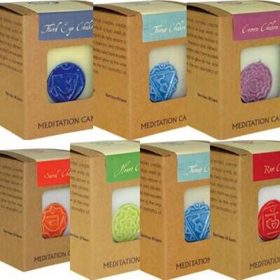 Fair Trade Chakra Candles - set of seven
White with Colour image.
Packaged in brown presentation box