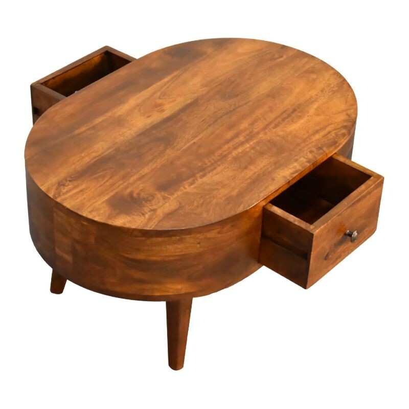 Where space is at a premium, this smaller round coffee table could be just the job. It also has two useful drawers.