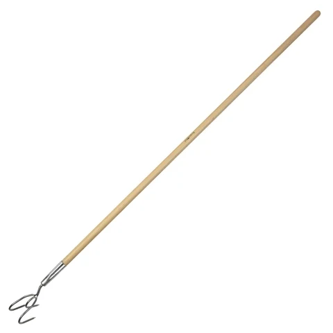 Long handled Wooden Clar Cultivator - three metal prongs/claws