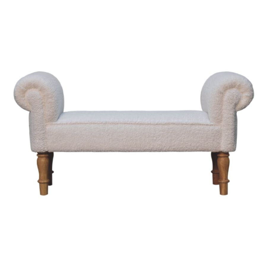Boucle White Bedroom Bench