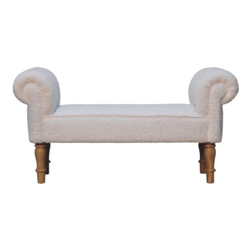 Boucle White Bedroom Bench