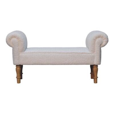 Boucle White Bedroom Bench