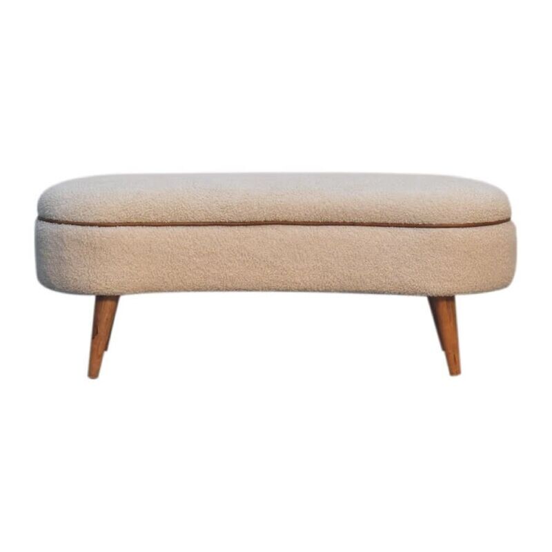 Boucle Curved Storage Bench